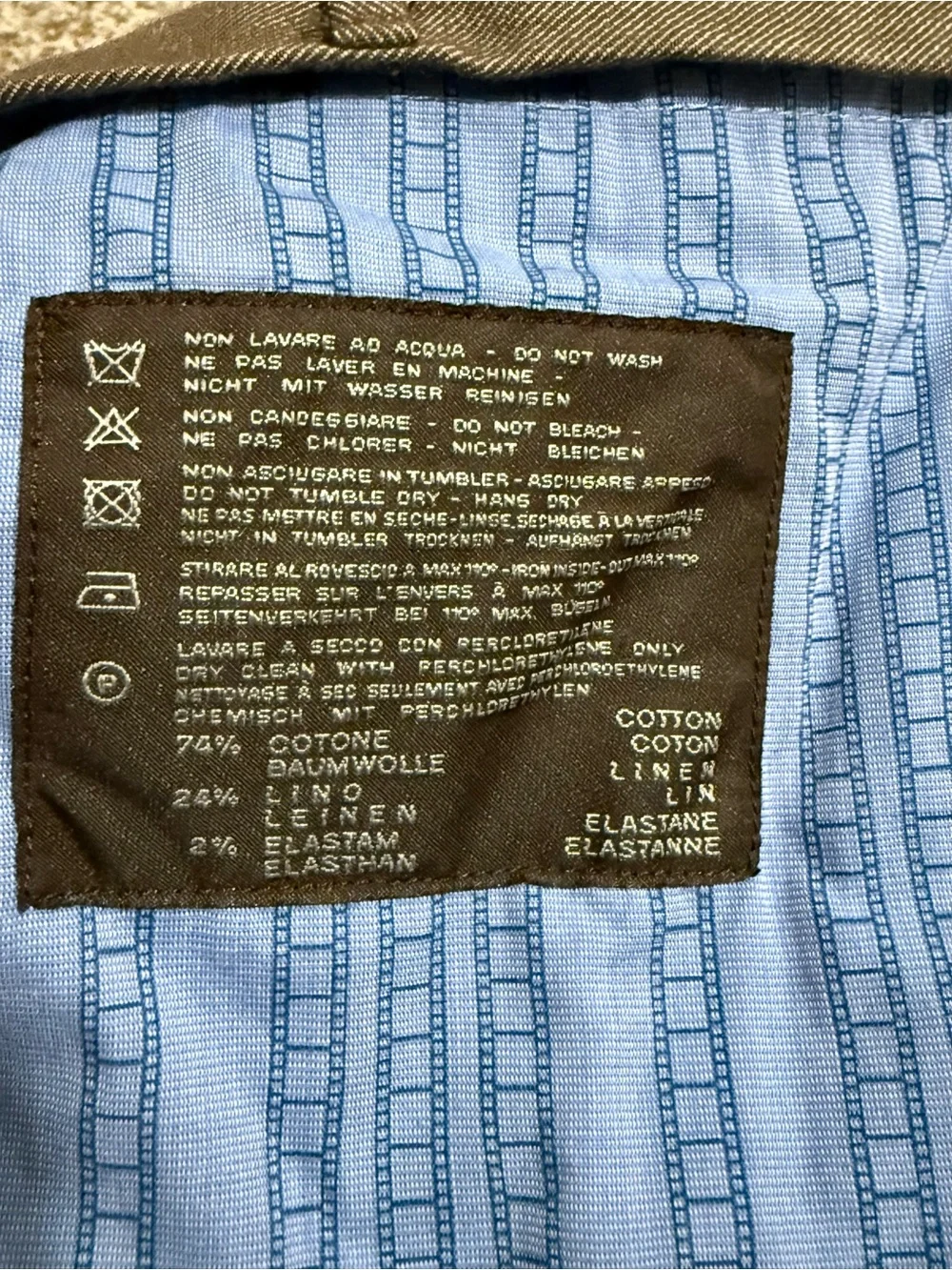 PT01 TORINO Size 32  (EU 48) Carrot Fit Trousers Cotton Linen Stretch Brown